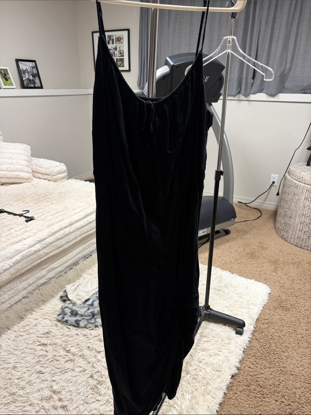 Wilfred Black Maxi Slip Dress with Thin Spaghetti Straps
